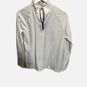 Crewcuts J.Crew Boys XL 12-14 White Quarter Zip Pullover Anchor Logo Performance